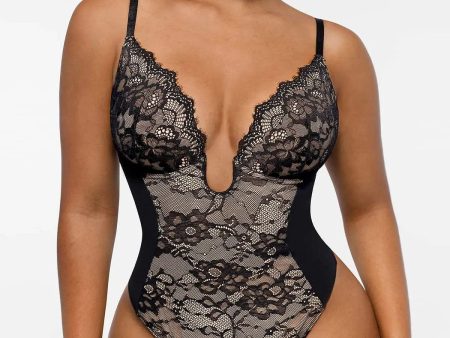 Lace Glamour Supportive Plunge Thong Bodysuit Online