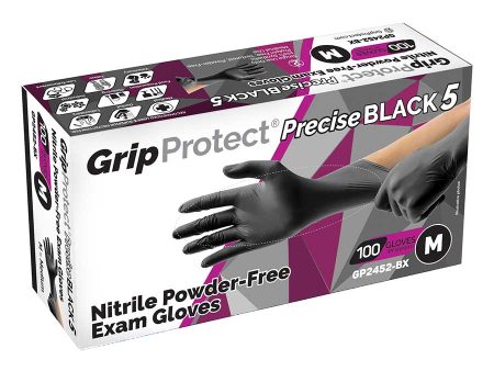 ***(BEST VALUE, PRICE DROP)*** GripProtect® BLACK 5mil NITRILE Exam Gloves, PF, Textured, 100 box or 10boxes case. Cheap