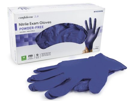 **250 Gloves per Box** McKesson Confiderm 3.0 NITRILE GLOVES- INDIGO, 250 box, (230 box XL) 10 boxes case Online now