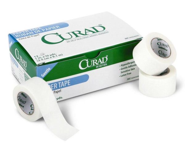 Curad Tape 1 2 x10yds, 24 rolls box. Choose PAPER or TRANSPARENT TAPE. Made in the Mexico Sale