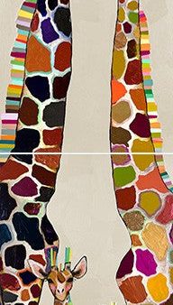 Giraffe Family Diptych Giclee For Cheap