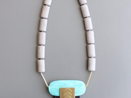 Magnesite Jasper and Brass Necklace on Sale