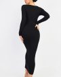 Cozy Ribbed Shoulder Cut-Out Shaping Dress on Sale