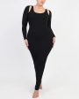 Cozy Ribbed Shoulder Cut-Out Shaping Dress on Sale