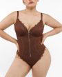 Lace Glamour Flawless Zip Front Thong Bodysuit For Sale