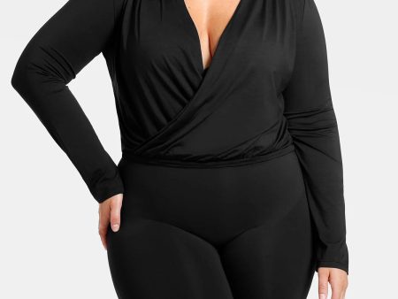 Built-In Shapewear 2-in-1 Overlapping V-Neck Top Discount