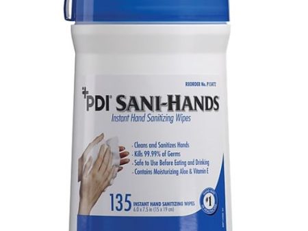 ***SALE***  (75% OFF Expired) PDI Sani Hands, Hand Wipes Large 6 x 7½ (blue cap) For Sale