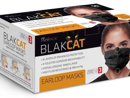 *** EXTENDED SALE***  BLACK BLAKCAT Face Mask LEVEL 3 (better than level 1 or level 2, Level 3 offers Higher Protection), 50 per box, color BLACK Online Hot Sale