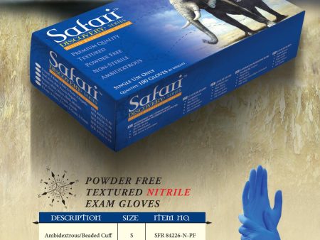 **(LARGE ONLY)**  Safari Blue Nitrile Gloves 3.5mil, Medical Exam Grade, 100 box Fashion